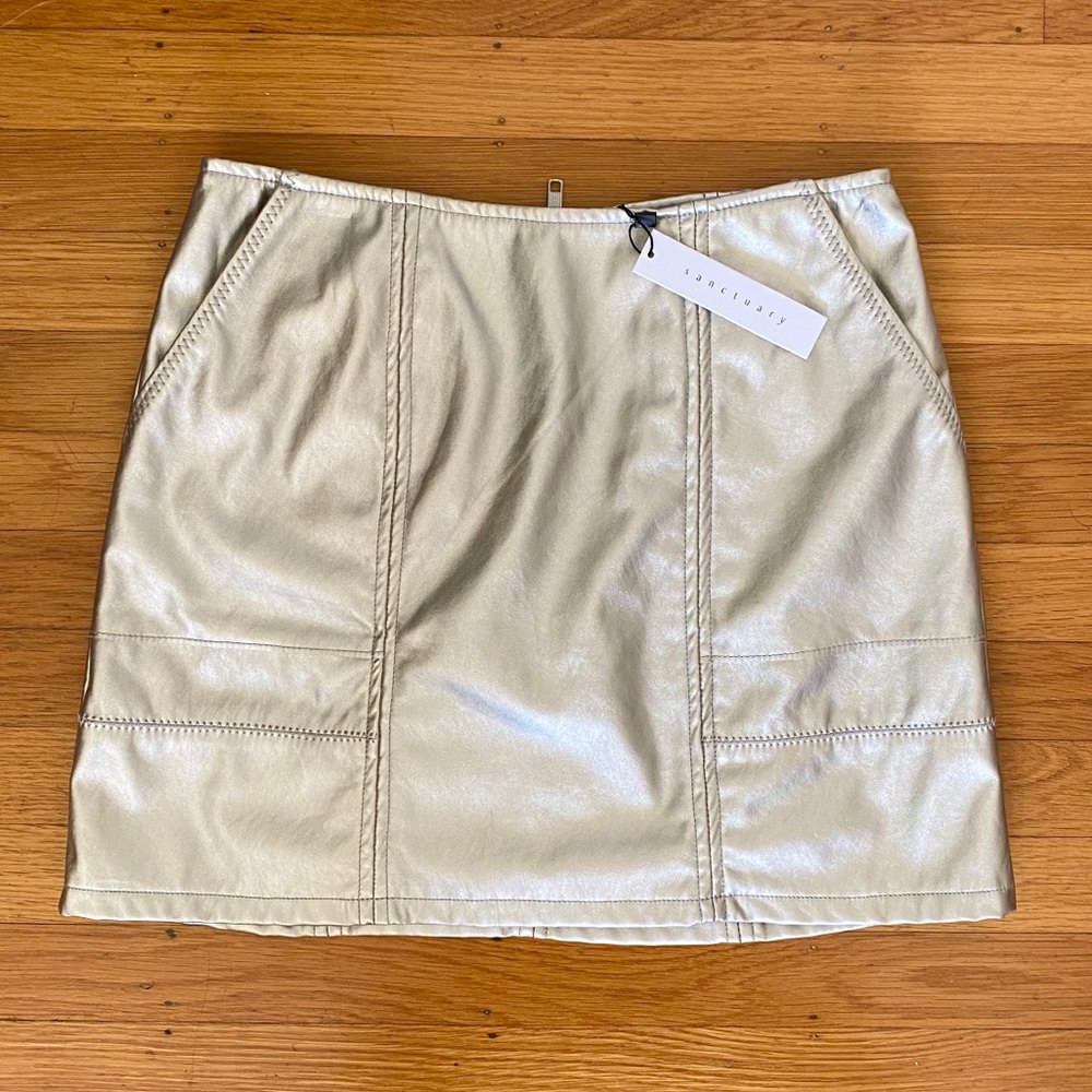 Anthropologie silver faux leather skirt
